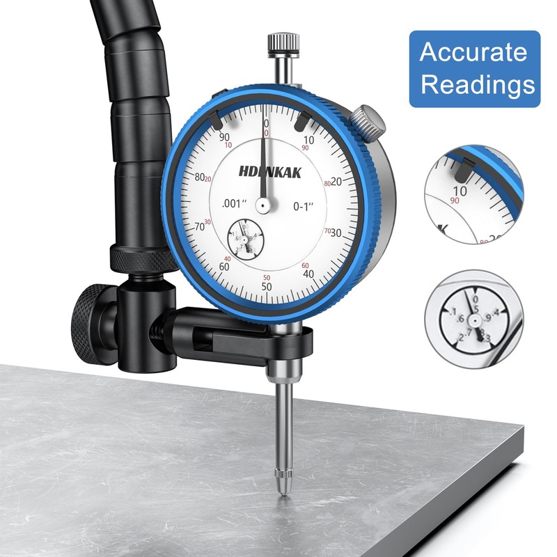 HDLNKAK Dial Indicator 0-1'' with Magnetic Base - Precision Machinist's