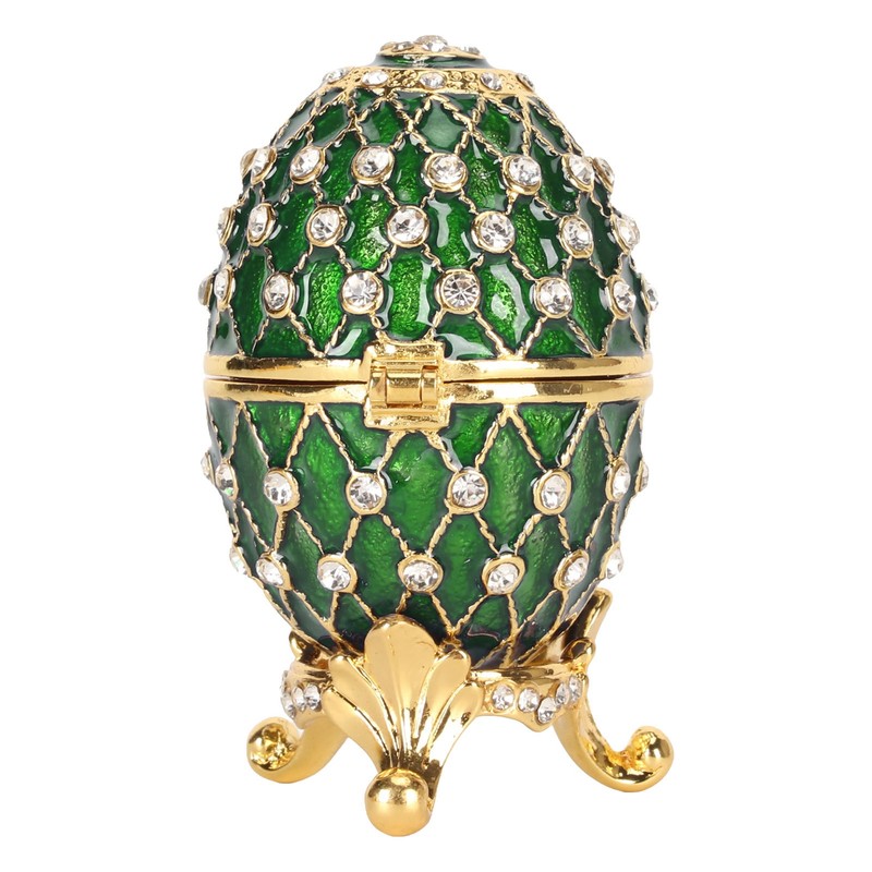 Egg Trinket Box Zinc Alloy Sparkling Rhinestone Exquisite Elegant Metal