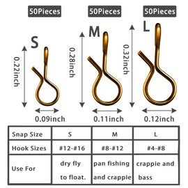 EUPHENG Micro Fly Snap No-Knot Fast Quick Change Fly Fishing Snap Fly Hook Lure Clips for Flies Hook Jig Lures(M)