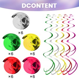 OFFCUP Pack of 30 Swirl Decoration Party Streamers Hanging Swirls Birthday Decoration Double Spiral Garland Ceiling Hanger Spirals Party Decoration for Birthday Wedding New Year's Eve or Carnival