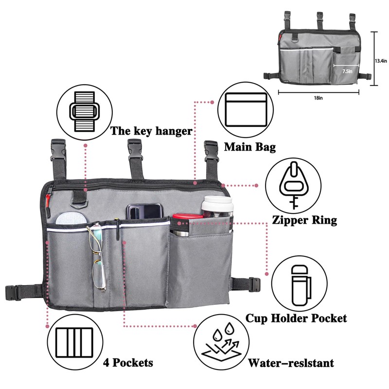 Walker Tray & Storage Bag Combo with Cup Holder, Large