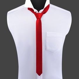 Branduce Men's Red Ties Skinny Ties For Men Solid Pure Color 1.58" (4CM) Plain Slim Necktie (TA07-01)