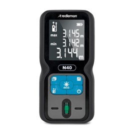 Redlemon Medidor Láser de 40 Metros de Alcance, Mide la Longitud, Altitud, Área y Volumen de Diferentes Espacios, Guarda hasta 99 Registros, Cuenta con Dos Puntos de Referencia, Portátil y Funcional