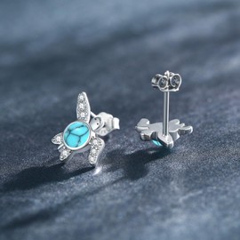 925 Sterling Silver Turquoise Turtle Earrings for Women Hypoallergenic Turtle Earrings Stud ocean jewelry Birthday Gift