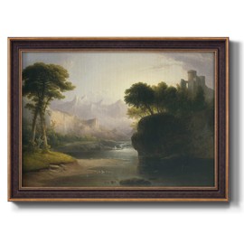 Renditions Gallery Canvas Art Bronze & Gold Framed Decor Fanciful Lake & Mountain Landscape Abstract Nature Art Prints for Bedroom Dining Living Room Office Home Kitchen Wall Decor - 23"X32"