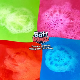 12 x Bath Bombs by Zimpli Kids, Create a Bubbly Bath Time Adventure Kids Baff Bombz, Certified Biodegradable and Vegan Friendly Gift