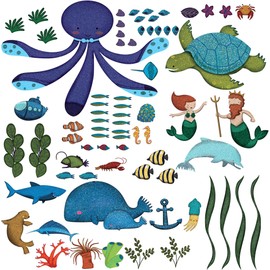 Ocean Wall Stickers for Under The Sea Theme Wall Mural for Kids Room – 62 Underwater Wall Decals