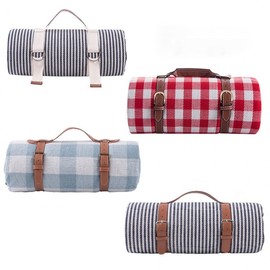 Large leather strap waterproof mat in 2 colors 2x2m blue big check