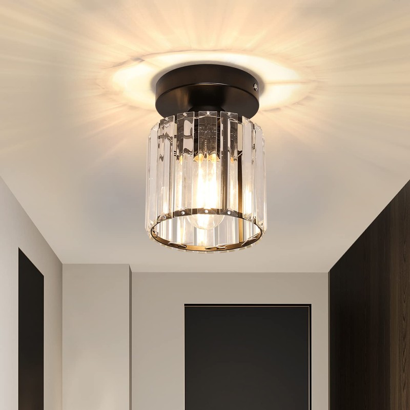 Goeco 2 Pack Crystal Ceiling Light, Modern Industrial Semi Flush