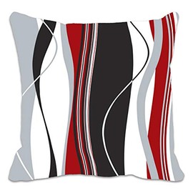 Art color Red Black White Grey Vertical Wave Stripes Cushion Cover for Living Room Sofa