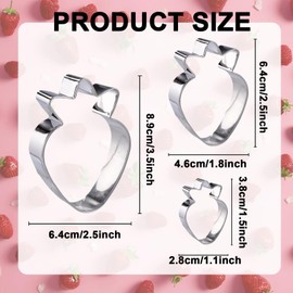 BOXOB 3-Teiliges Keksausstecher Erdbeere-Set, 8,9, 6,4 und 3,8 cm, Lustig Keks-Backwerkzeug Ausstechformen für Zuckerbonbons Küchenutensilien zur Herstellung von Keksen Brot Teig und Fondant