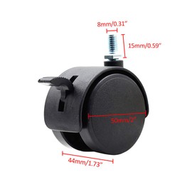 Luomorgo 5Pcs Stem Caster Wheels, 2 inch Swivel Stem Casters with Locking Brake 5/16" x 19/32" for Office Chairs Furniture Wire Shelving Units