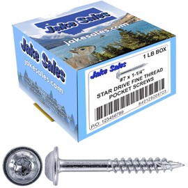 7 x 1-1/4" Pocket Hole Screws FINE Thread - T-20 Torx/Star Drive for Cabinetry & Furniture 1 Pound - 186 Screws