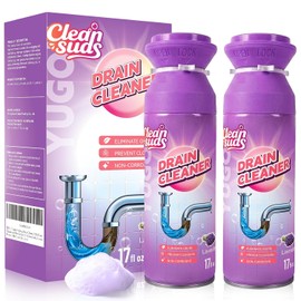 Yugou Foaming Drain Cleaner & Deodorizer for Kitchen Sink, Bathroom, Shower & Tub Drains (Lavender, 2pcs)
