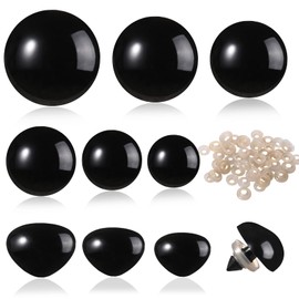 L-Lweik 360 Pcs Large Plastic Safety Eyes and Noses 12-30mm Assorted Sizes with Washers for Crochet Big Stuffed Animals Needle Felting Crafts Dolls DIY, Black