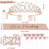 Jonvell 50th Birthday Sash and Tiara for Women, Rose Gold