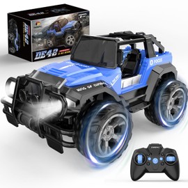 DEERC Remote Control Cars RC Racing Cars 1:18 Scale 80 Min Play 2.4Ghz LED Light Auto Mode Off Road RC Trucks with Storage Case All Terrain SUV Jeep Cars Toys Gifts for Boys Kids Girls Teens Blue