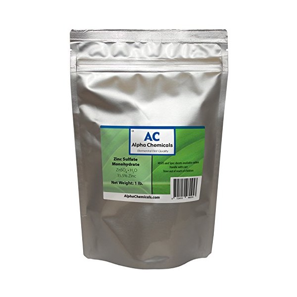 Zinc Sulfate Monohydrate - 35.5% Zn - 99% Pure - 1 Pound