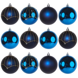 Navy Blue Christmas Baubles Tree Xmas Decorations - Large 8cm Opulent Gatsby - Set of 12