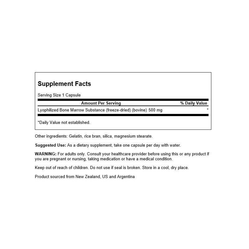 Swanson Raw Lyophilized Bone Marrow Substance 500 mg 60 Capsules
