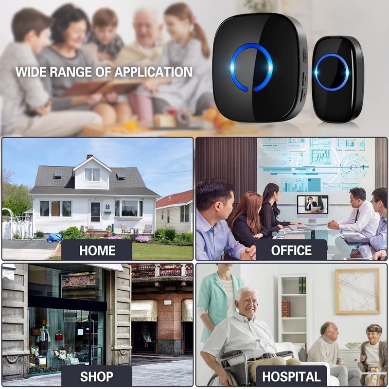 Wireless Doorbell Kit with 1300FT Range, IP55 Waterproof & 5