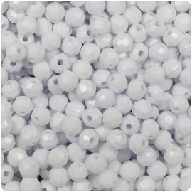 BeadTin White Opaque 6mm Faceted Round Craft Beads (600pcs)