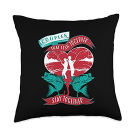 Cool Couples That Fish Together Stay Together Gift Throw Pillow