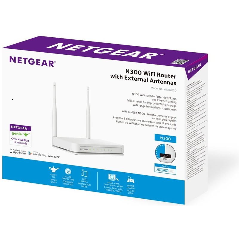Netgear WNR2020v2 N300 Wi-Fi Router with High Power 5dBi External
