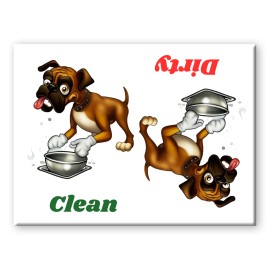 Boxer Dog Clean Dirty 3 1/2" x 2 1/2" Steel Cased DISHWASHER MAGNET
