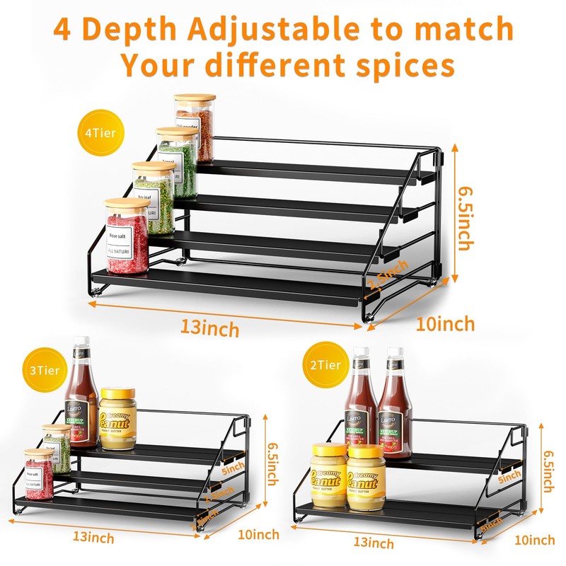 RCHYFEED Spice Rack Organizer for Cabinet Pantry,4 Tier Countertop Spice