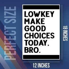 Lowkey Make Good Choices Bro Poster - Funny Classroom Meme Joke Appropriate School Humor Poster - 12 x 18 Inch Unframed Poster - Premium Poster On 100lb Gloss Paper - Printed In The USA FHJP1741