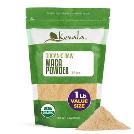 Kevala Maca Cruda Orgánica en Polvo - 454 g, Fuente Vegano de Proteina | Maca Peruana, Producto Vegano Sin Gluten y Sin azucar, Contiene Hierro y Vita