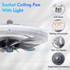 Socket Ceiling Fan Light,Bulb Socket Fan with Remote,Dimmable E26 Base