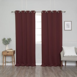 Best Home Fashion Premium Flame Retardant Thermal Insulated Fire Retardant Blackout Curtain - Antique Bronze Grommet Top (52" W x 84" L, Burgundy)