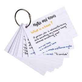 Exacompta - Ref 10330E - Bristol Revision Flashcards with Ring (Pack of 50 Cards) - A7 (77 x 105mm) in Size, Perforated Sheets, Lined Rulings - Random Colour
