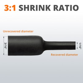 Wirefy | Heat Shrink Tubing - 3/16" inch - 3:1 Ratio - Adhesive Dual Wall Waterproof - Heat Shrink Tube - Heatshrink Tubes - Black - 50 Feet Roll | Trusted UL Certification