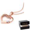 FF518VGRSZIFA45 Women's Heart Necklace Rose Gold Cubic Zirconia Stone 925