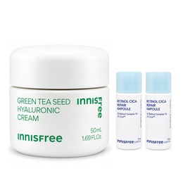 Innisfree Green Tea Seed Hyaluronic Acid Cream (50ml+Cica Pore Ampoule 10mlx2) / 이니스프리 그린티 씨드 히알루론산 크림 (50ml+시카 모공 앰플 10mlx2개)