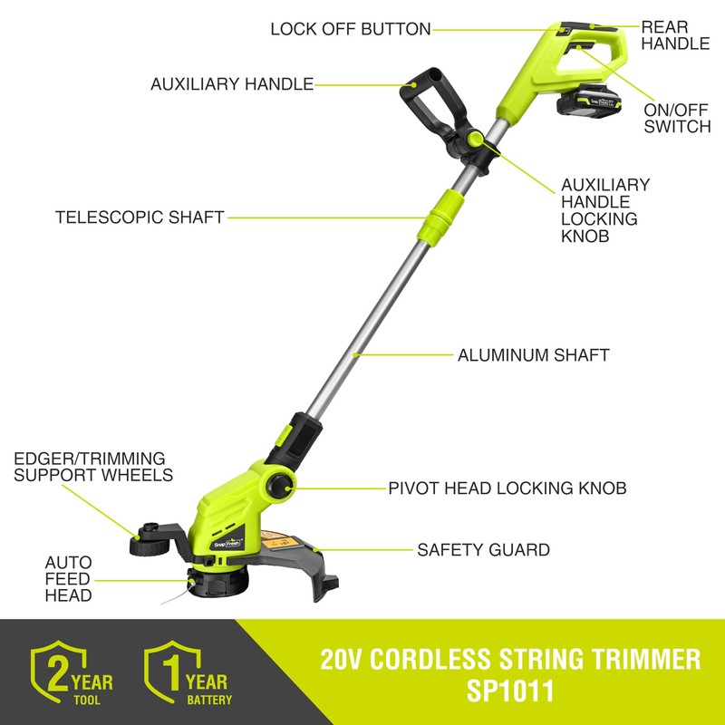 SnapFresh 20V Weed Wacker，2-in-1 Cordless 12" String Trimmer & Lawn