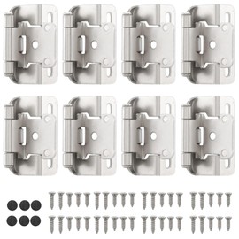 4 Pairs of 1/2-Inch Nickel-Covered Kitchen Cabinet Hinges, Half-Covered Kitchen Cabinet Hinge, Self-Closing Nickel-Colored Hinges Used to Install Cabinet Hardware (8)