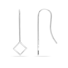 LeCalla 925 Sterling Silver Jewelry Square Shaped Light-Weight Dainty Threader Wire Teardrop Dangle Earrings for Women