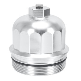 PTNHZ Billet Aluminum Cap W/Drain Plug Fuel Filter Housing Compatible For GM Duramax 6.6L V8 L5P 17-23 Chevy Silverado GMC Sierra Silver