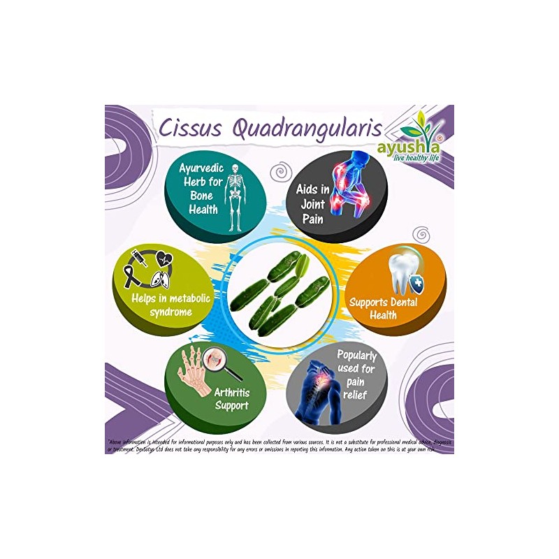 Ayushya Cissus Quadrangularis (Hadjod) Capsule, 60 Capsules, Natural