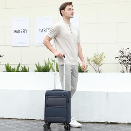 Kono 20 Inch Softside Carry On Luggage Airline Approved 20 Inch Spinner Wheels Lightweight Waterproof Suitcase with TSA Lock for Business Travel (Small, Navy Blue)