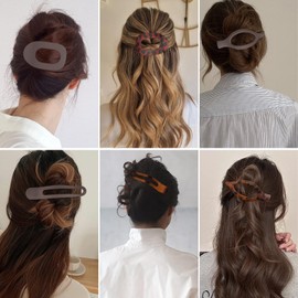 Hair Claw Clips 6Pcs Large Strong Hold Flat Hair Clip for Thick Thin Hair, French Matte Hair Clamps Acrylic Nonslip Jaw Clips for Women and Girls Decoration