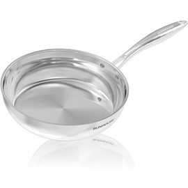 Sunhouse 9.5 Inch Tri-Ply Stainless Steel Frying Pan, Whole-Clad No Coatings Skillet with Stay-cool Handle for Cooking, Durable & Oven Safe to 500°F, Dishwasher Safe, Compatible with All Cooktops