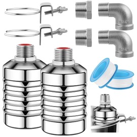2Pcs Water Float Valve for Water Tank, Aquapulse Automatic Water System, Fully Automatic Water Shut Off Valve, 1/2'' to 3/4'' 304 Stainless Steel Float Valve for Water Tower, Pool, Livestock Troughs.