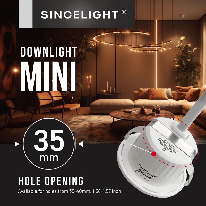 SINCELIGHT Mini Recessed Spotlight,Small Downlight for 35-40mm Ceiling Hole,Cabinet,Showcase, MR11