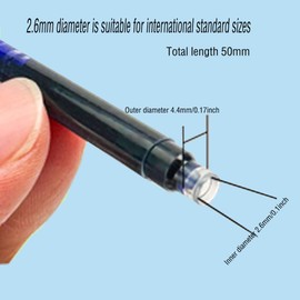 Blue/Black Pen Ink Cartridge Fountain Pen Cartridges Refillable Fountain Pen Cartridge, 2.6 mm Bore Diameter (Erasable Blue Black)