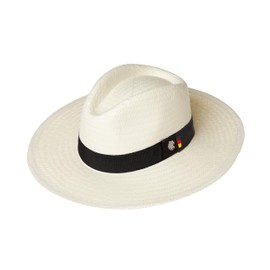Panamahut mit Deutscher Flagge. Mit handwerklichem Geschick hergestellt. Handgefertigt. Strandhut für Herren. Sommerhut für Frauen. Strohhut (DE/NL/SE/PL, Numerisch, 59, Weiße breite Krempe)